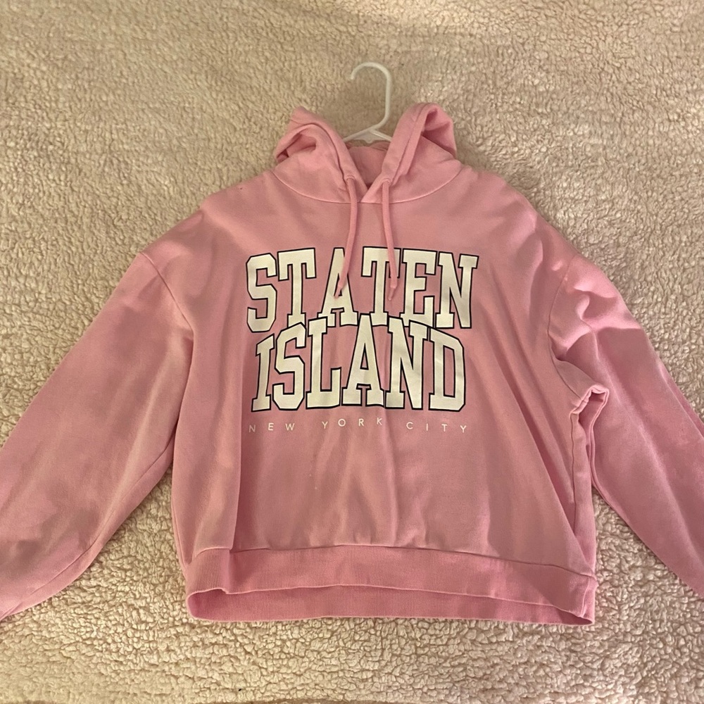 Pink Staten Island Cropped Hoodie